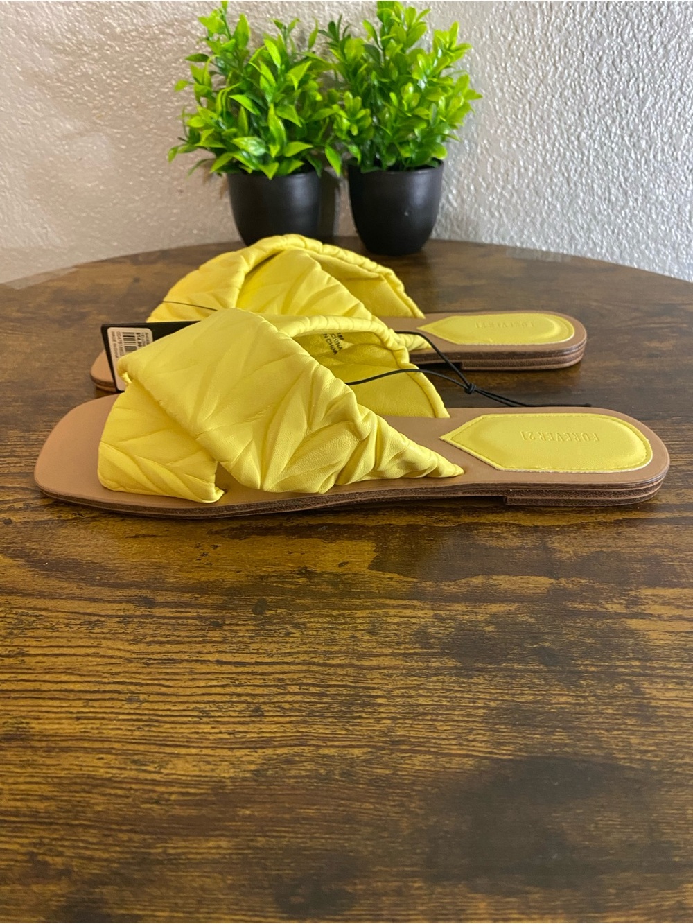 Quilted Yellow Slide Mules - Forever 21 Slip-On
